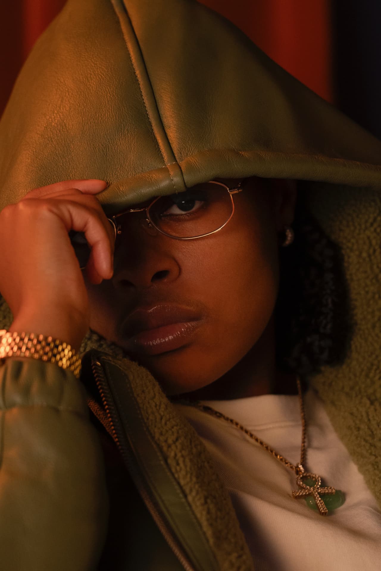 Kalisway in a green leather hood